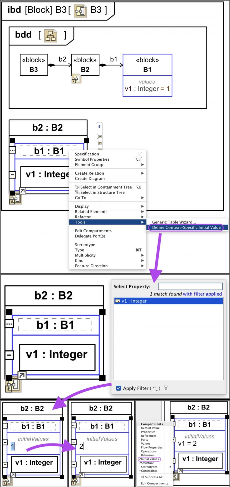 Tools > Define Context Specific Initial Value